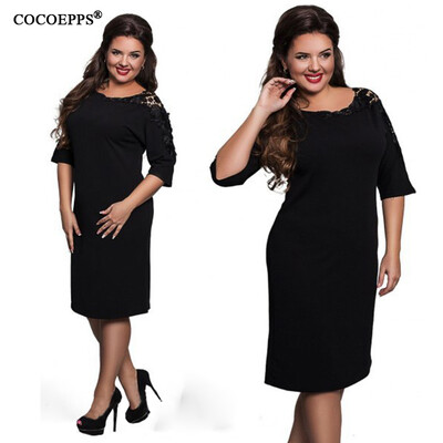 

COCOEPPS Elegant Lace women dresses big sizes casual loose Hollow sleeves dress 2017 plus size women clothing Vestidos Femininos