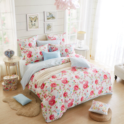 

Dohia Bedding Set Cotton Twill Double Bed Set 4pcs 18m Rose Flower 230 × 230cm
