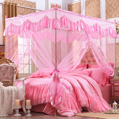 

Yingxin bedding home textile lace palace three door nets thicker stainless steel stent 15 m bed jade color