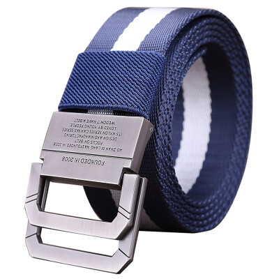 

Half cigarette canvas belt men&39s belt smooth buckle youth Korean version of the belt buckle buckle casual outdoor students B-170536 blue&white 115