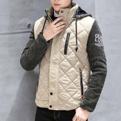 

Winter New Cotton Young Men 's Кароткія капюшонам Мужчынскія паліто Паліто