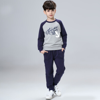 

Xin Song boy suit printing sweater sports trousers two sets of gray possession of blue J061AB 110