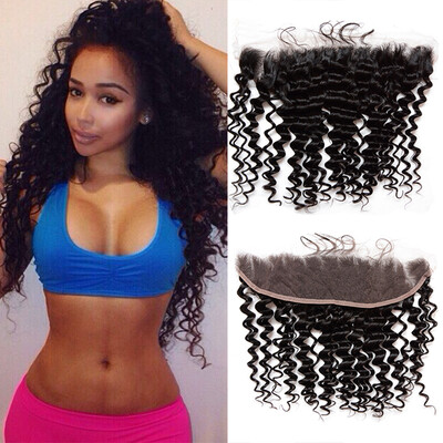 

13x4 Virgin Curly Lace Frontal Closure From Ear To Ear Malaysian Deep Wave Full Frontal Lace Closure