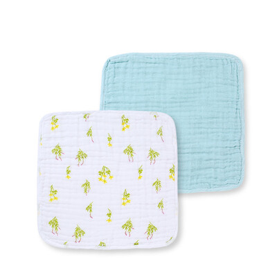 

Cotton era PurCotton 2017 new six-storey wash gauze square 34x35cm green leaf lake blue 2 Pack