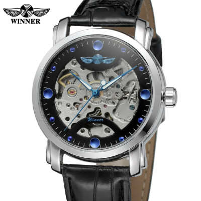 

T-Winner Men's Mechanical Watch Automatic Movement Skeleton Design Leather Strap Analog Wrist Watch