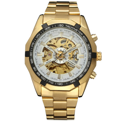 

FORSINING Top Brand Luxury Men Mechanical Watches Automatic Men Gold Skeleton Stainless Steel Wrist Watch