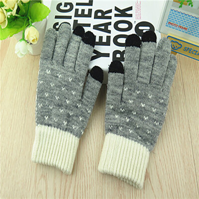 

Autumn winter new warm touch screen gloves thicken brushed knitted wool student gloves