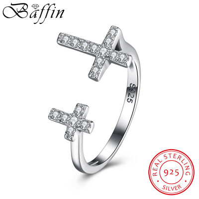 

New Design Cross Open Rings S925 Sterling Silver Jewelry Made With Cubic Zirconia Diamond Ring