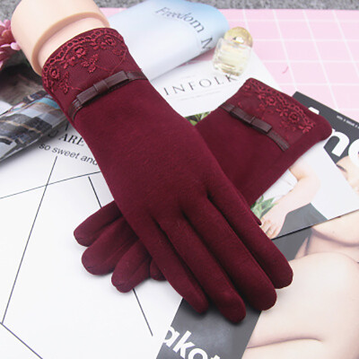 

Warm ladies gloves lovely spring autumn cotton gloves plus velvet thick riding hooded fashion winter touch screen gloves