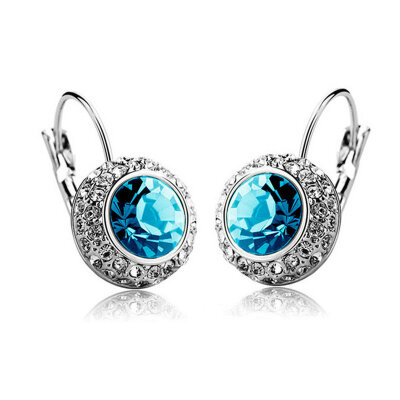 

Yoursfs® 18K White Gold Plated Big Crystal Earrings Use Light Blue Austrian Crystal Fashion Jewelry