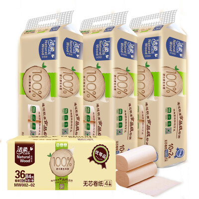 

C & S coreless roll natural wood smooth thick 4 layer 84g toilet paper 36 volumes FCL sales low-white paper towels