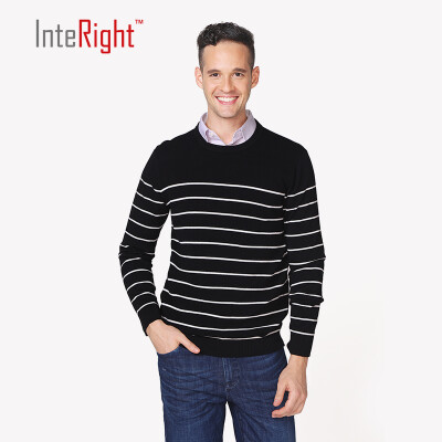 

INTERIGHT cotton men's cross neck round sweater black M code