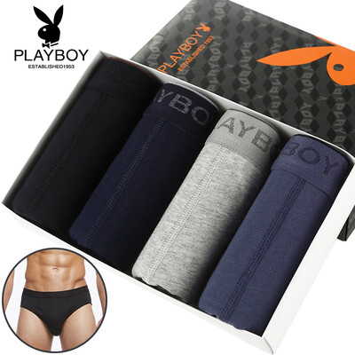 

Playboy PLAYBOY Men&39s Underwear Men&39s Briefs Cotton Waist Solid Elasticity Loose Shorts 4 Pack Black Flower Grey Royal Blue Blue Grey  17095
