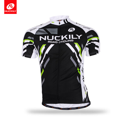 

NUCKILY Men's summer outdoor sports wear short sleeve full length zipper bicycle jersey