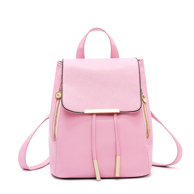 

Fashion PU Leather Backpack School Bag Student Backpack Women Travel Bag with Golden Metal Zipper