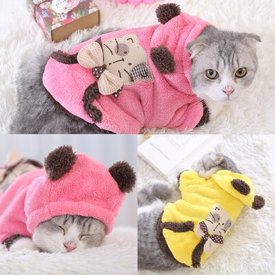 

Huayuan pets hoopet pet dog clothes autumn&winter loaded coral warm cats change body Garfield folding ear cat pet clothing red M