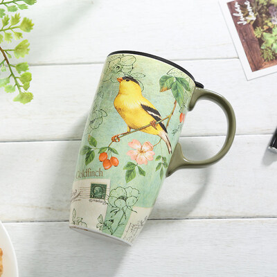 

A Ting Tall Ceramic Travel Mug Coffee Water Cup with Sealed Lid 17 oz
