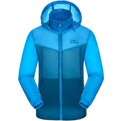 

ALPINT MOUNTAIN outdoor clothing couple splicing men and women skin windbreaker fast protective clothing 630-107 female models shallow water blue + sky blue XL
