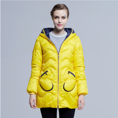 

Snow in the autumn&winter female hats hand pocket pants slim in the long section down jacket X1301066 new blue K639 165