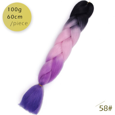 

AISI HAIR 100gpcs 24inch Kanekalon Jumbo Braids Hair Ombre Two Tone Colored Synthetic Hair for Dolls Crochet Hair