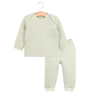 

Xin Song baby color cotton warm letter envelope suit neonatal autumn and winter warm color cotton underwear shirt pants suit natural green D072D90
