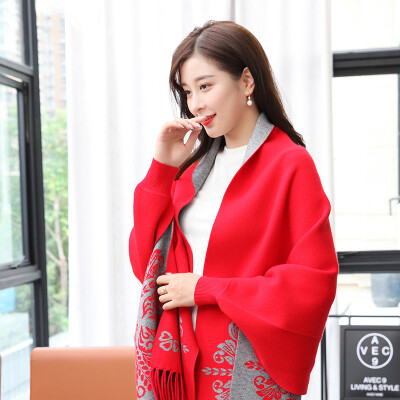 

Shanghai stock (STORY Of SHANGHAI) ladies scarves autumn and winter warm to wear shawl silhouette jacquard rose red