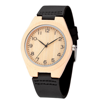 

Fashion Luxury Natural Handmade Wood quartz watch wooden Genuine leather strap Watches Business waterproof mens watches