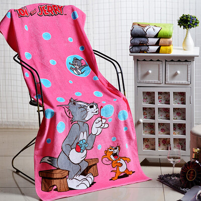 

Fu Jade clean cotton children's bath towel Tom & Jerry active cartoon bubble printing wrapped body towel 68 * 137cm green