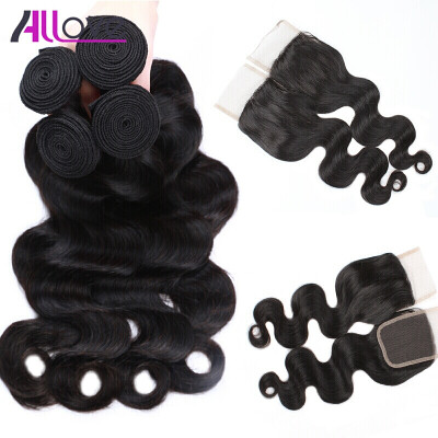 

Unprocessed 7A Brazilian Body Wave Virgin Hair 4pcs With 44 Lace Closure Allove Hair Products Brazilian Virgin Human Hair