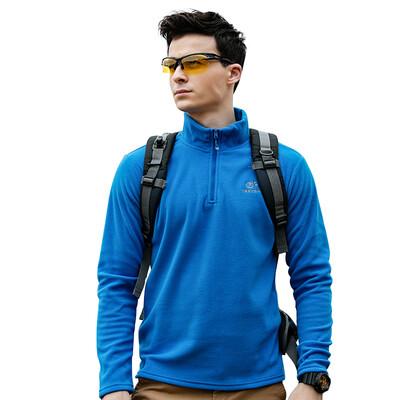 

TECTOP catching fleece outdoor thick warm men&women catching fleece solid color stand collar half cardigan soft&comfortable catching fleece MZRY033 mens treasure blue 2XL