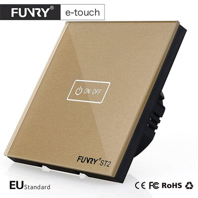 

FUNRY ST2 1Gang EU Стандартный пульт дистанционного управления Выключатель света Кристалл закаленное стекло панели сенсорный выключатель 170-240V RF433