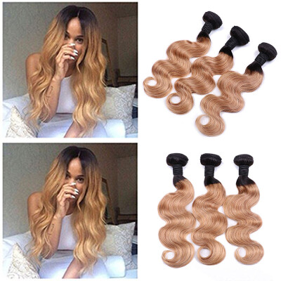 

Unprocessed Ombre Brazilian Virgin Hair Body Wave 4 Bundles 1B27 Ombre Brazilian Hair Weave Bundles Human Hair Extensions