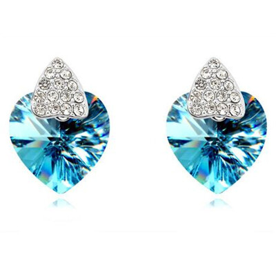 

Stud Earings Fashion Jewelry Crystal Heart Women Luxurious Banquet Party Acessorios Female Birthday Gift .8283