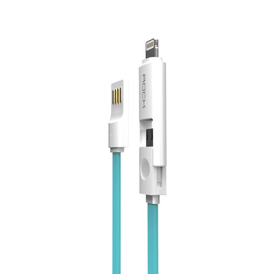 

Locks ROCK Apple Andrews two-in-one data line Noodle phone charging cable for iPhoneX 8 7plus 6s 5 millet Huawei Samsung Meizu 1 m blue