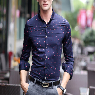 

2017 autumn new shirt men's long-sleeved shirt solid color lapel bamboo fiber breathable light business casual men's clothing