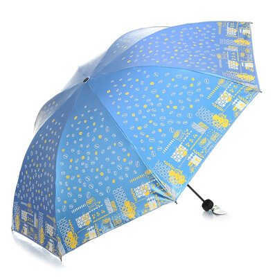 

Paradise umbrella Mocha life double-sided soft pink plastic three fold sunny umbrella 33131E green blue