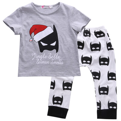 

Baby Kids Boy Batman T-shirt Tops+Long Pants Outfits Toddler Christmas Clothes