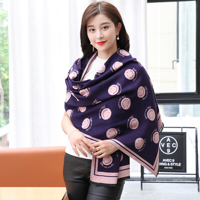 

STORY Of SHANGHAI Ladies&39 cashmere scarf autumn&winter warm shawl smile blue
