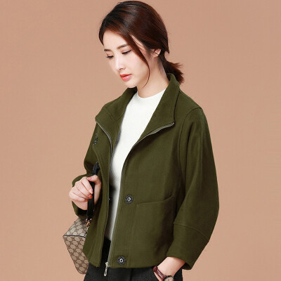 

City plus CIYPLUS 2017 winter new women's casual wild short jacket loose woolen jacket CWWT179169 military green