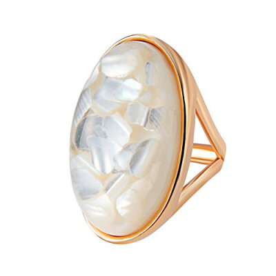 

Yoursfs Opal Ring For Women Oval White Vintage Cocktail Rings 18K Rose GP Fashion Jewelry