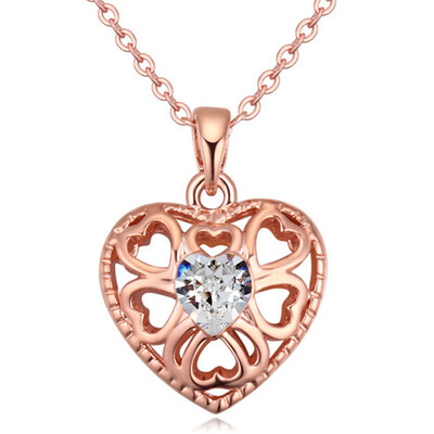 

Heart Pendant Necklace For Women Rose Gold Color Austrian Crystal High Quality Gift Bride Wedding Jewelry 20593