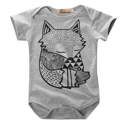 

Casual Toddler Baby Little Boys Girls Fox Print Romper Jumpsuit Bodysuit Outfits
