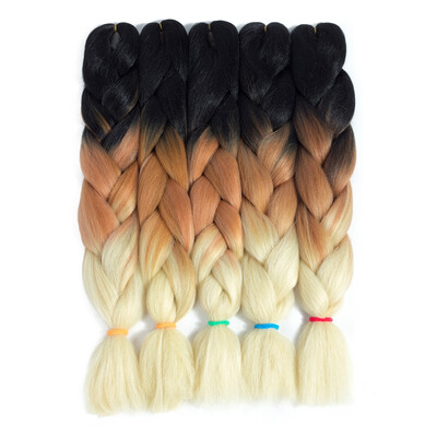 

szc Afro Jumbo Braids Наращивание волос 5-pack 2 Tone & 3 Tone Ombre Вязание крючком для волос с высокой температурой Kanekalon Synthetic