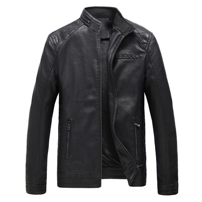 

Autumn Winter Coat Men Leather Jacket Zipper Black Motorcycle Coat Outerwear Parka business Casual Jacket