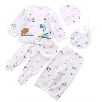 

5Pcs Newborn Baby Cotton T-Shirt Pants Boy Girl Suits Infant Clothes Sets Unisex