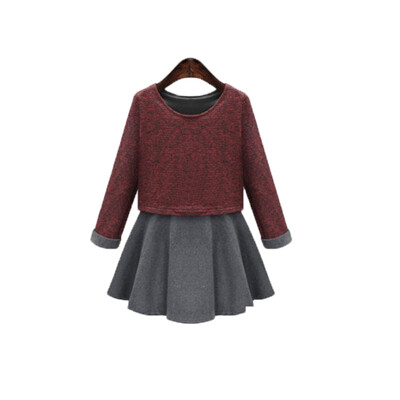 

2017 autumn and winter new fake two pieces dress dress long sleeves dress