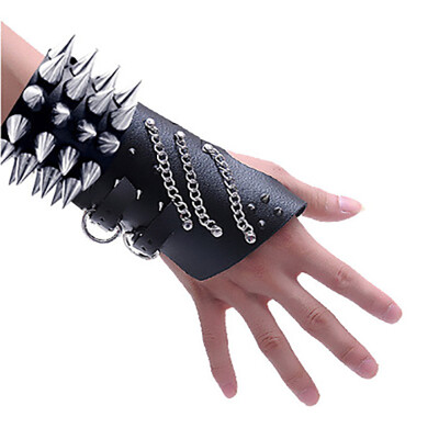 

Rivet show men half finger gloves half exposed leather gloves hip-hop thunderbolt