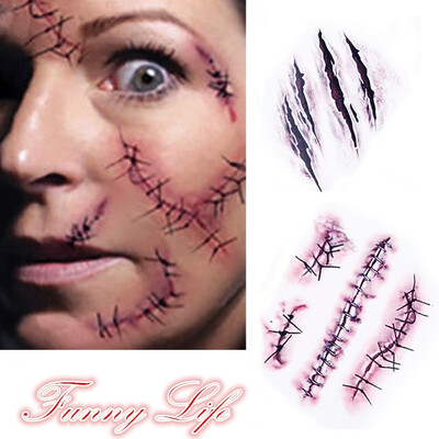 

хэллоуин группа party лезвие кровь шрам татуировка 3D стикер водонепроницаемые одноразовые тело временная татуировка