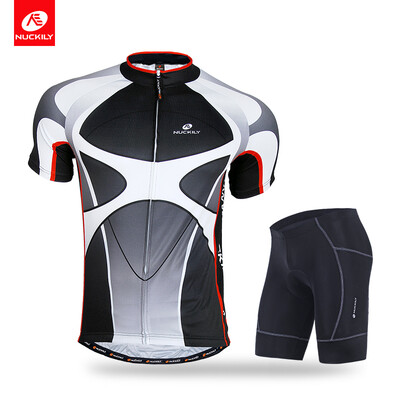 

NUCKILY Mens summer bike clothing set quick-drying cycling jersey with lycra short