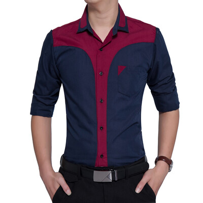 

Brand 2017 Fashion Male Shirt Long-Sleeves Tops Fashion Youth Hit Color Mens Dress Shirts Slim Men Shirt 3XL